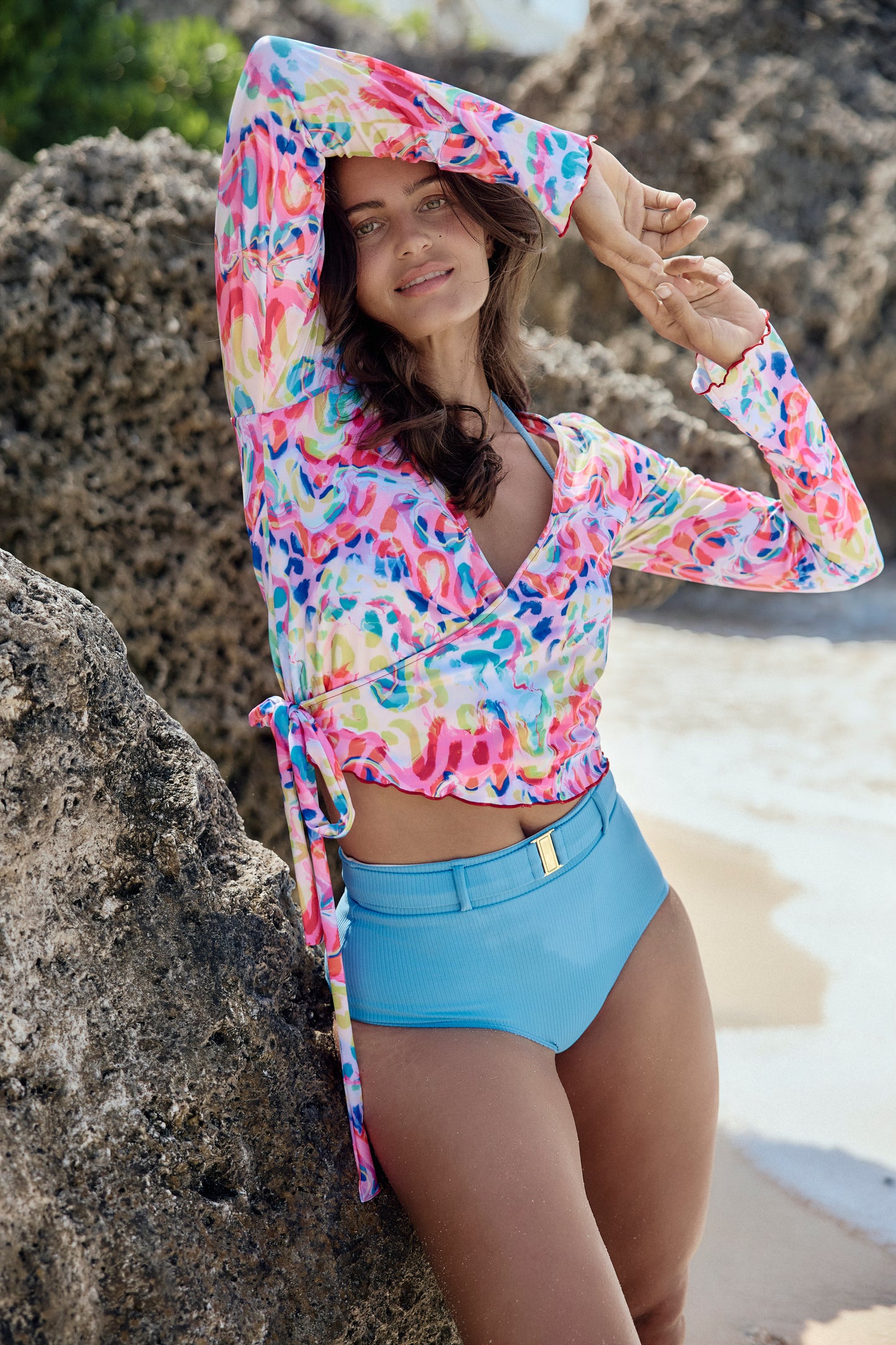 Bond Girl Belted Bikini Bottom- Aqua