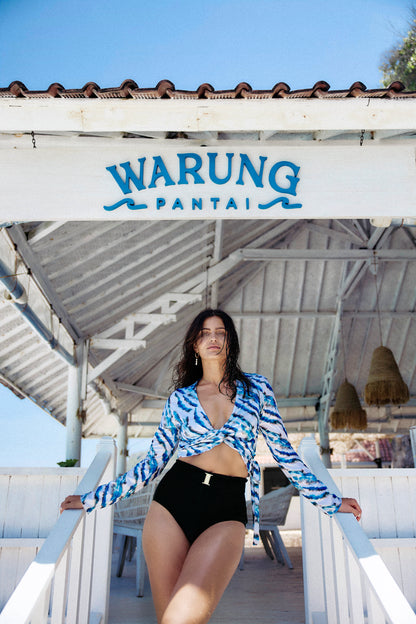 Mia Wrap Rashie- Blue Zebra